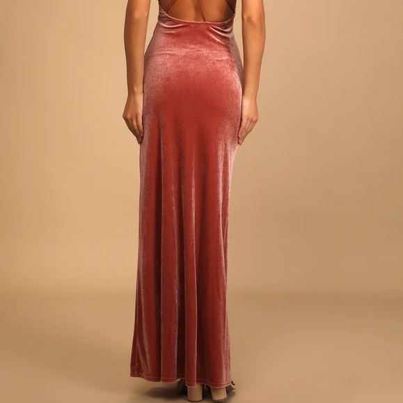 Whimsical Romance Mauve Velvet Faux-Wrap Maxi Lulus - Picture 6 of 16